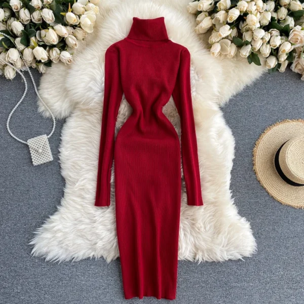 Sexy Knit Dress Long Sleeve for Autumn Winter - Image 3