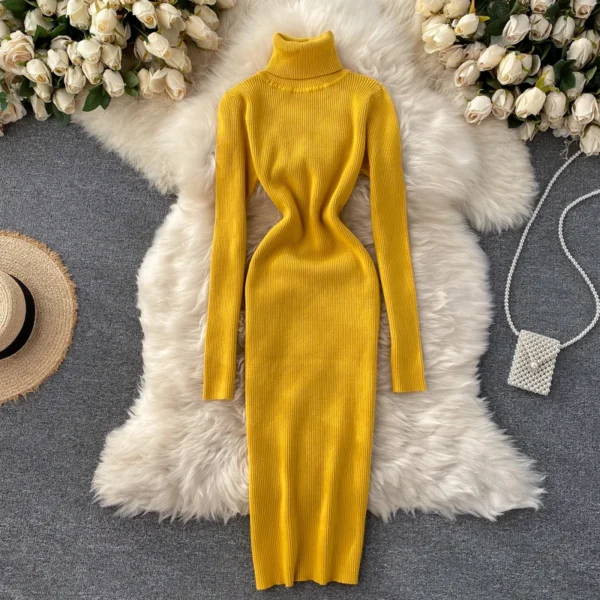 Sexy Knit Dress Long Sleeve for Autumn Winter - Image 2