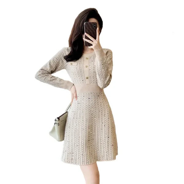 Knit Dress - Retro Slim Long Sleeve