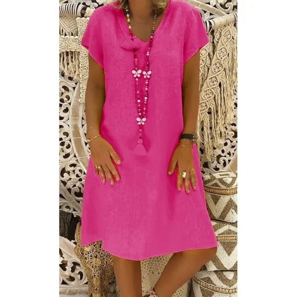 Women's Knit Dress: V Neck, Short Sleeve, Plus Size - Image 2