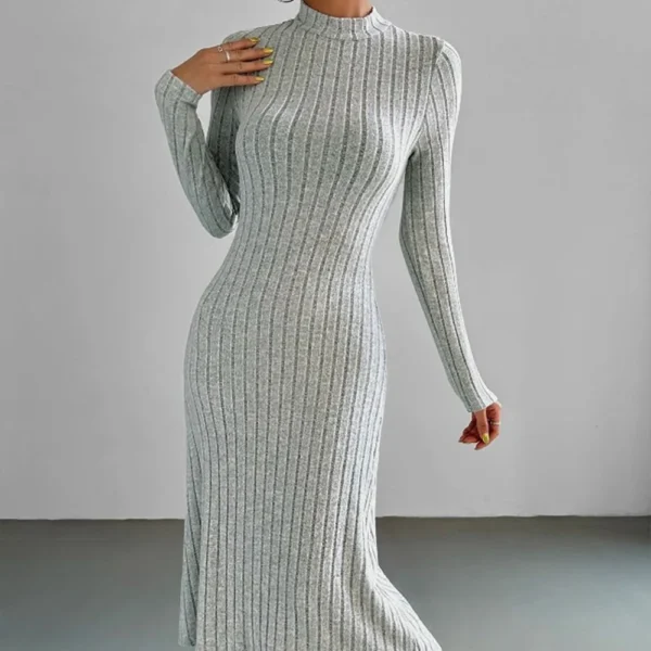 Elegant Knit Dress Hooded Slim Bodycon Long Sleeve - Image 3