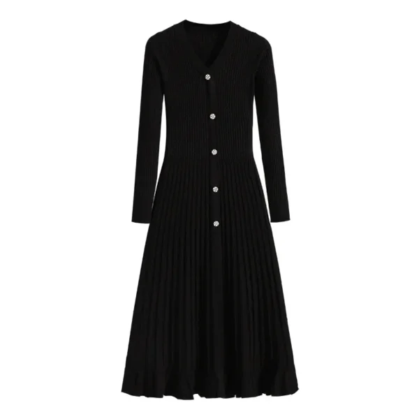 Knit Dress Plus Size Slimming Pleated Autumn Winter - Image 5