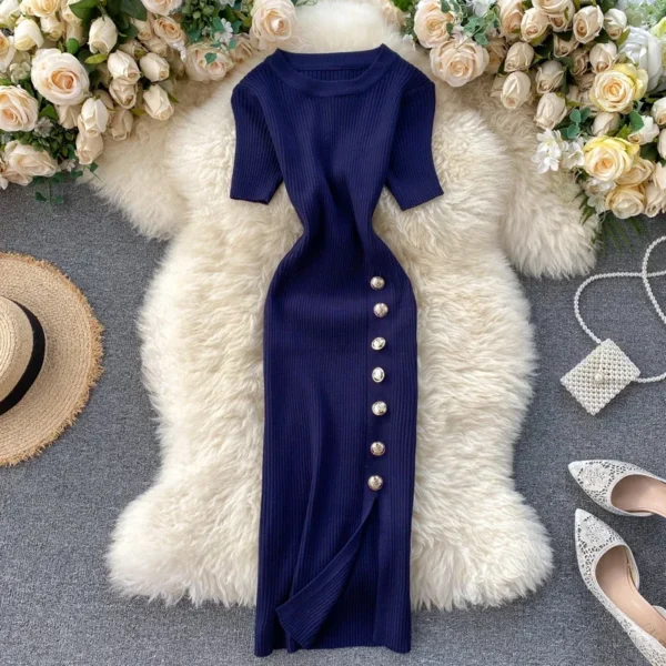 Korean Vintage Knit Dress, High Waist Bodycon, Sexy Summer - Image 3