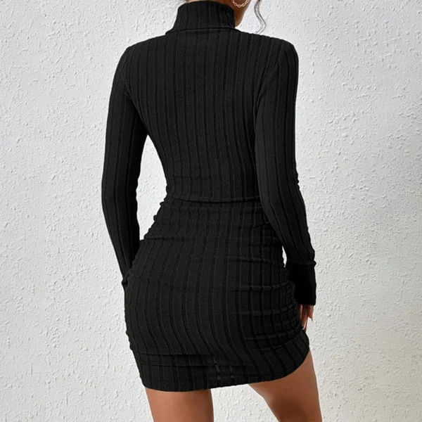 Knit Dress Long Sleeve Turtleneck Sexy Bodycon Mini - Image 5