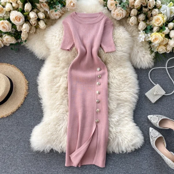 Korean Vintage Knit Dress, High Waist Bodycon, Sexy Summer - Image 4