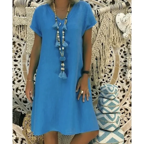 Women's Knit Dress: V Neck, Short Sleeve, Plus Size