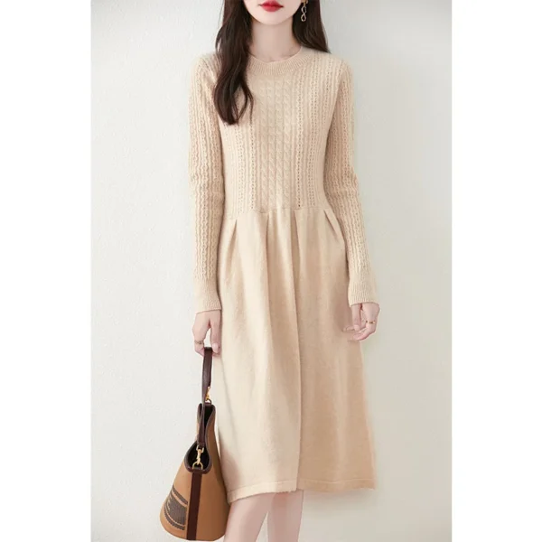 Knit Dress: 100% Wool, Slim Fit, Long Sleeved - Image 2