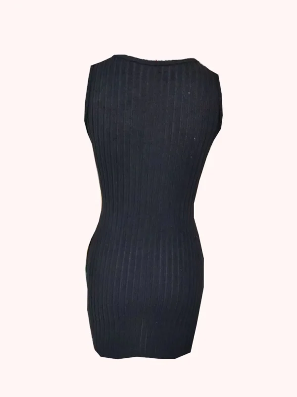 Knit Dress: Button Front Sleeveless Bodycon - Image 2