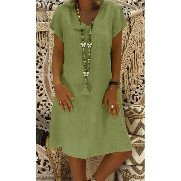 Women's Knit Dress: V Neck, Short Sleeve, Plus Size - Image 5