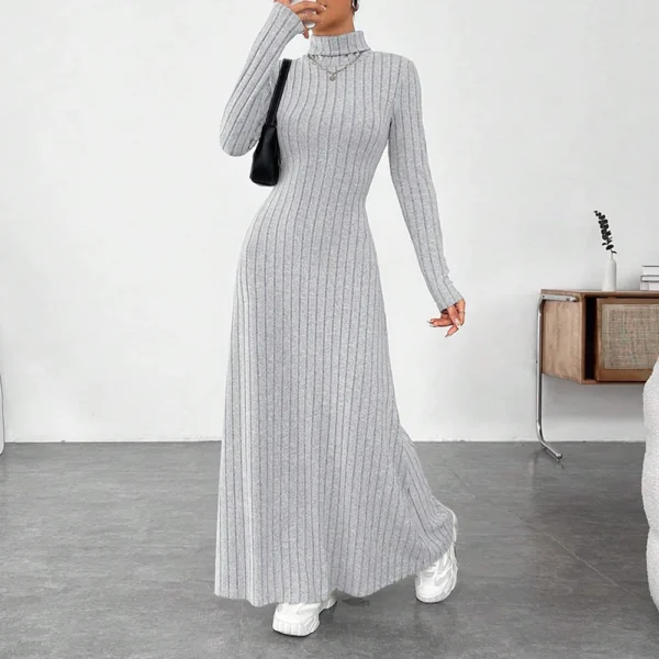 Elegant Knit Dress Hooded Slim Bodycon Long Sleeve - Image 5